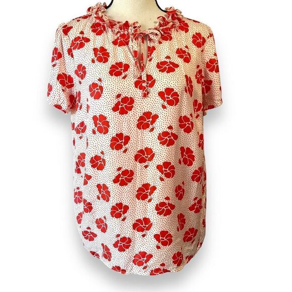Boden Amanda Floral Silk Blend Short Sleeve Blouse Top Pink Red 8 - Picture 3 of 11